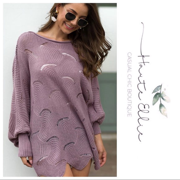 GRACIE- Scalloped Hem Knit Sweater - Picture 3 of 5